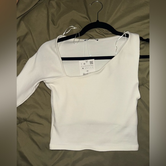 Zara One sleeve white crop top - Picture 2 of 3